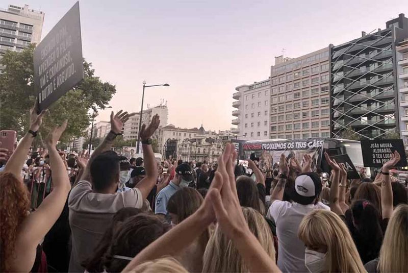 Manifestação contra as touradas no Campo Pequeno em Lisboa na homenagem a João Moura.