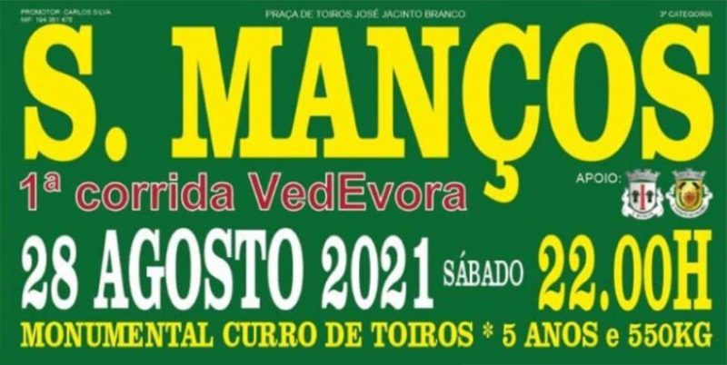 Cartaz de tourada com apoio da Câmara Municipal