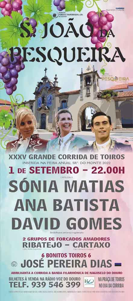 Cartaz de tourada em S. João da Pesqueira em 2022.
