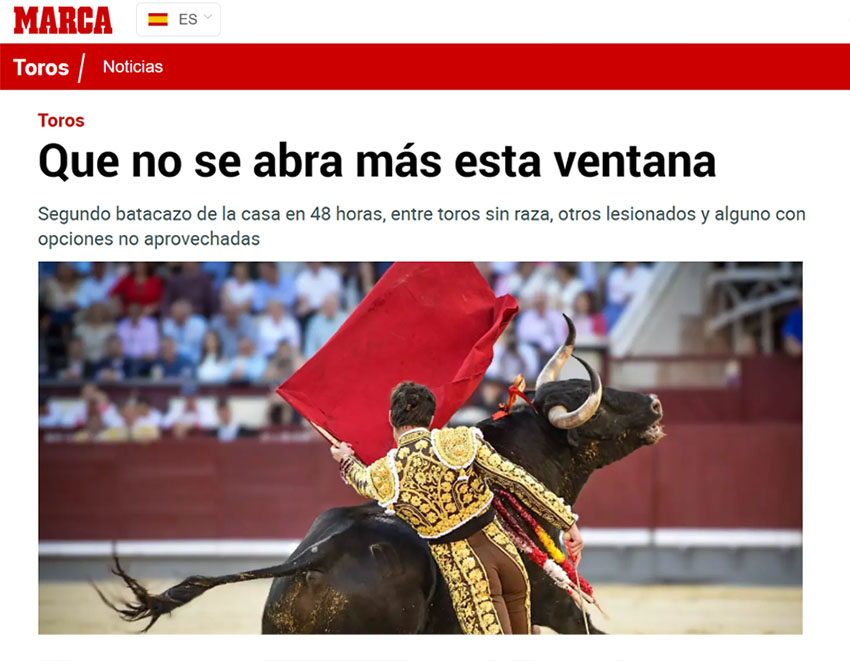 Jornal Marca tauromaquia